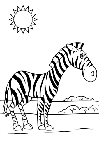 Cartoon Zebra Coloring Page